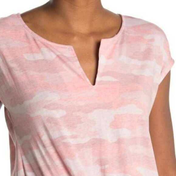 NWT Lucky Brand Super Soft Cotton Camo Tie-Front T-Shirt Top - Picture 3 of 7